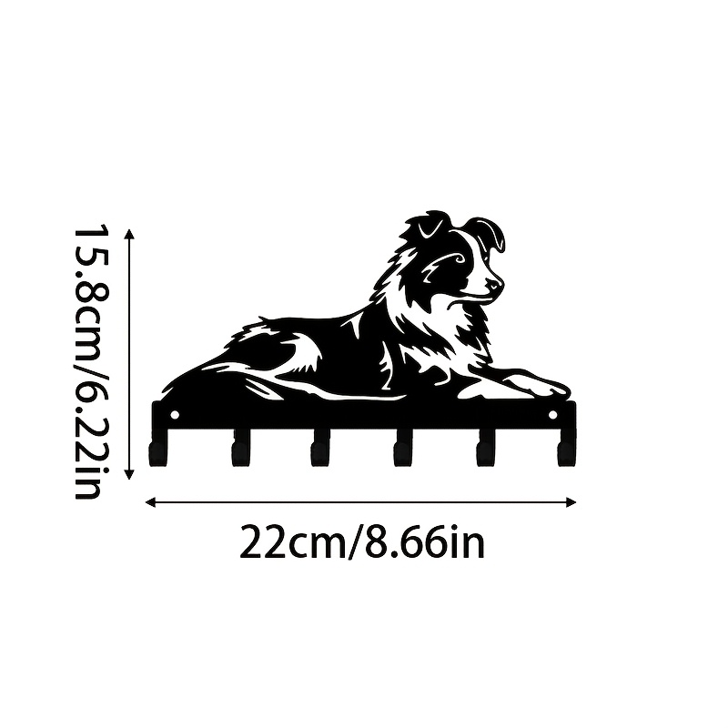 TEMU 1pc Six Crochets Bordure Chien Crochet à Clés en Fer Noir, Décoration Murale Intéressante pour Animaux de Compagnie, Crochet Mural Nordique
