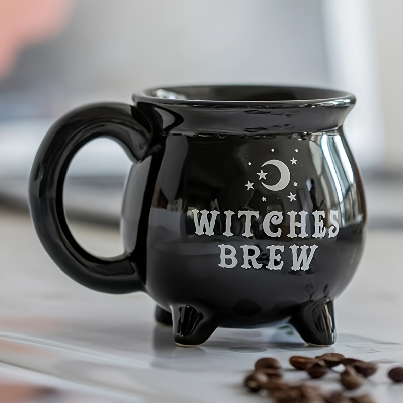 1pc Ceramic Witch Brew Black Coffee Mug 400ml Ceramic Cauldron Mug, Perfect For Coffee, Tea, And ! For Halloween