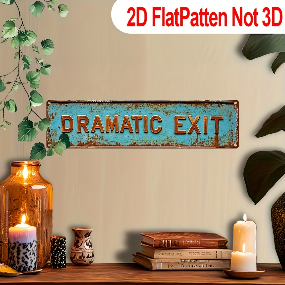 TEMU 2d Flat, 1pc, Retro Dramatic Exit Metal Sign, Novelty Street Sign, Home Decor, Room Decor, Wall Decor, Restaurant Decor, Bar Decor, Cafe Decor,