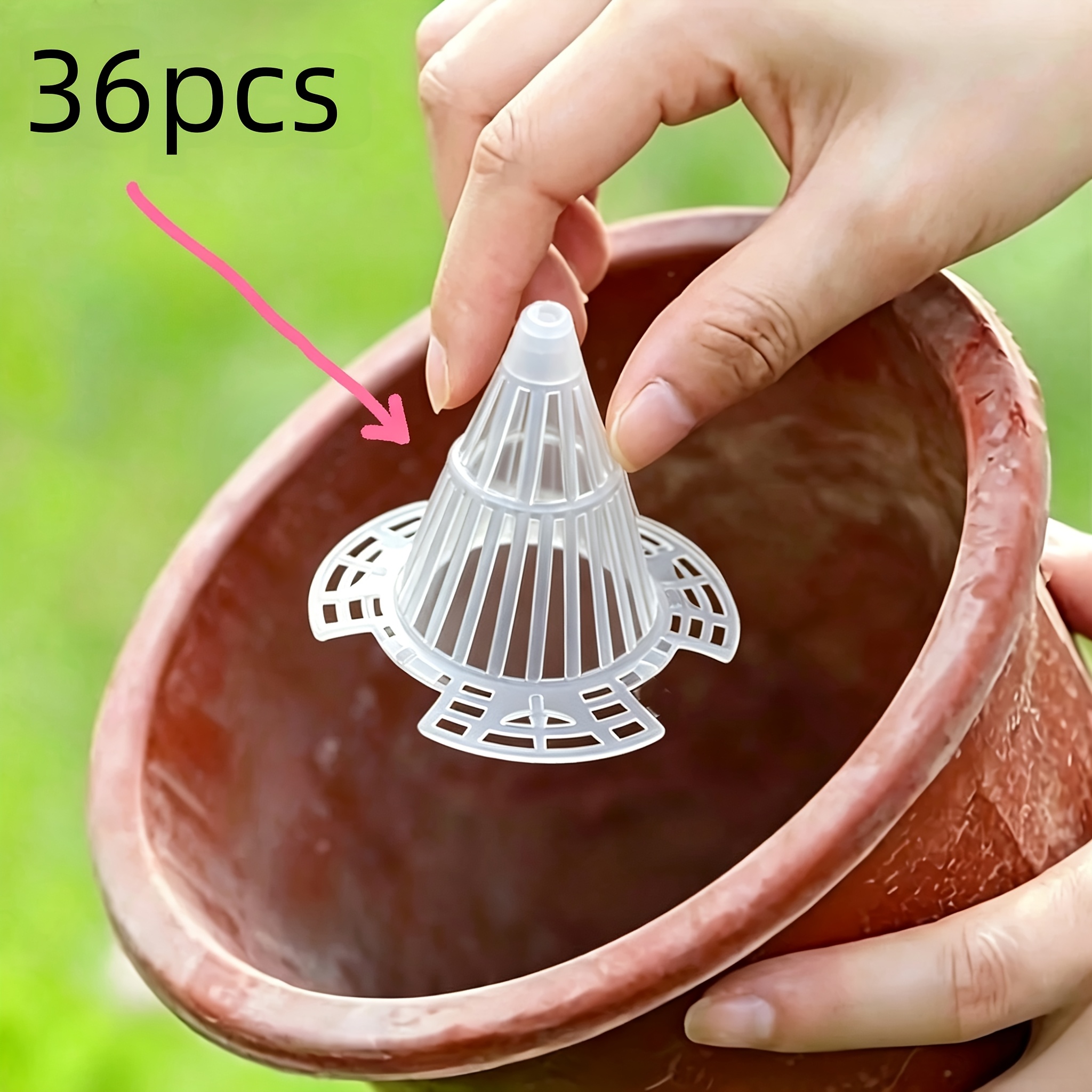 TEMU 36pcs Pot Bottom Filters, Durable Plastic Cone-shaped Root Protection Cores, Cage-like Structure, Promoting Plant , Preventing Rot And Enhancing