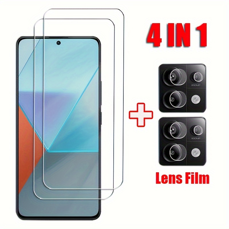 

4-in-1, 2 Screen Film+2 Lens Film, Hd Transparent Tempered Glass Screen Protector, Glass Film For Note 13 4g 5g/ 13 Pro/ 13 Pro 5g/ Note 12/12 Pro Prp, For Xiao Poco X Pro M