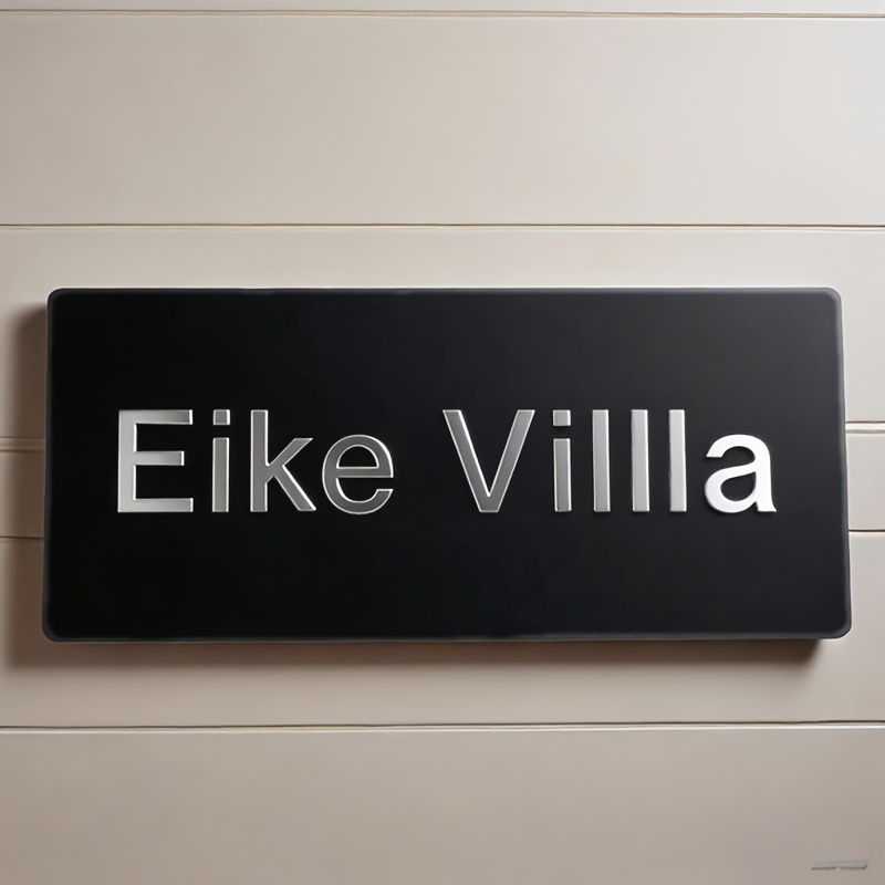 TEMU Custom Laser-engraved Double-layer Address Plaque - Wall-mounted With Adhesive Backing, No Wiring Needed, Durable Plastic For Office, , Street