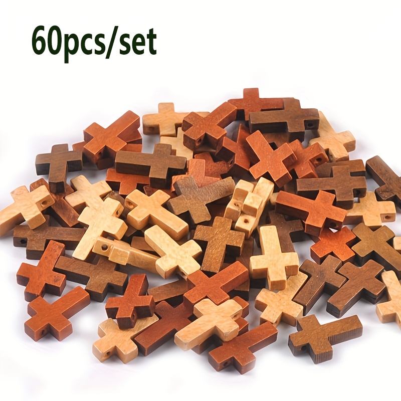 60pcs Wooden Pendants Set, Mixed Craft , For Making, Necklace And Bracelet Accessories, Earrings Craft Supplies