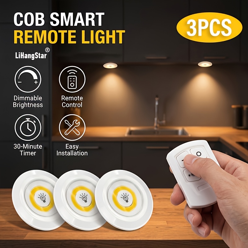 Indoor LED Wall Lights with Remote Control, 3-Pack
