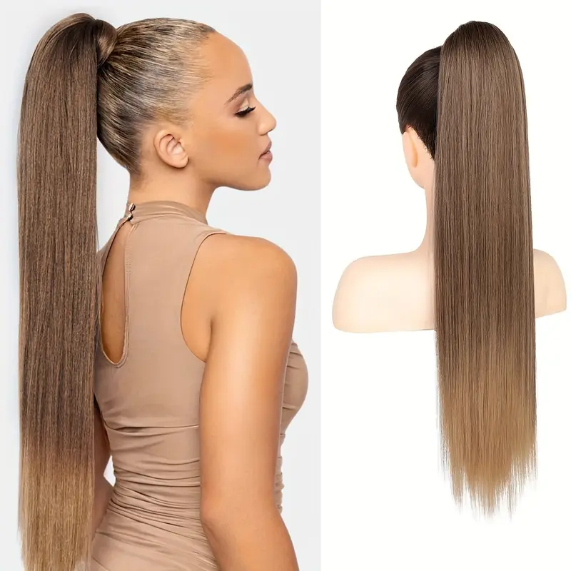 36 inch long straight drawstring ponytail synthetic hairpieces ponytails for women clip suitable for all hair types details 2