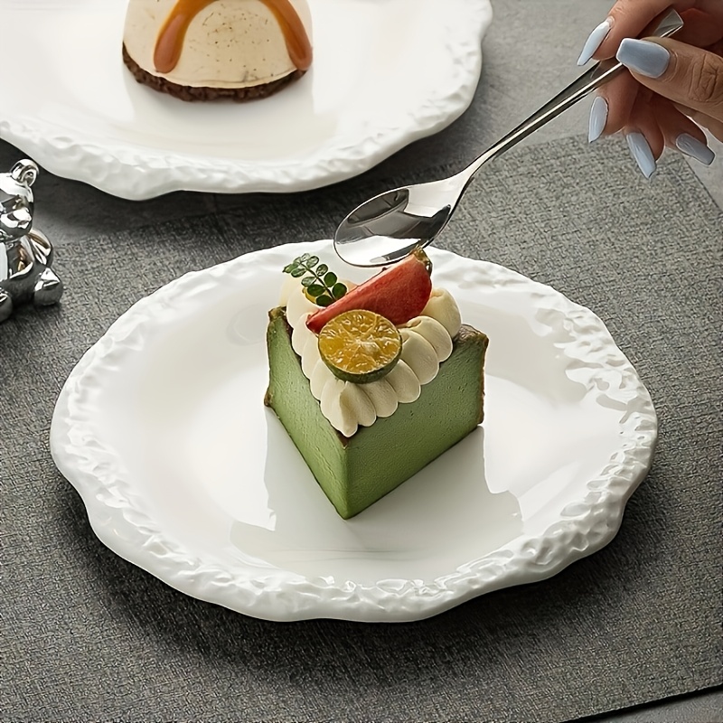 1pc of Shallow Plate with Rock Texture (30.48/25.4/20.32 cm) - Contemporary Minimalist Ceramic Dishware Featuring Rustic Edges for Dining at for home And in Hotels