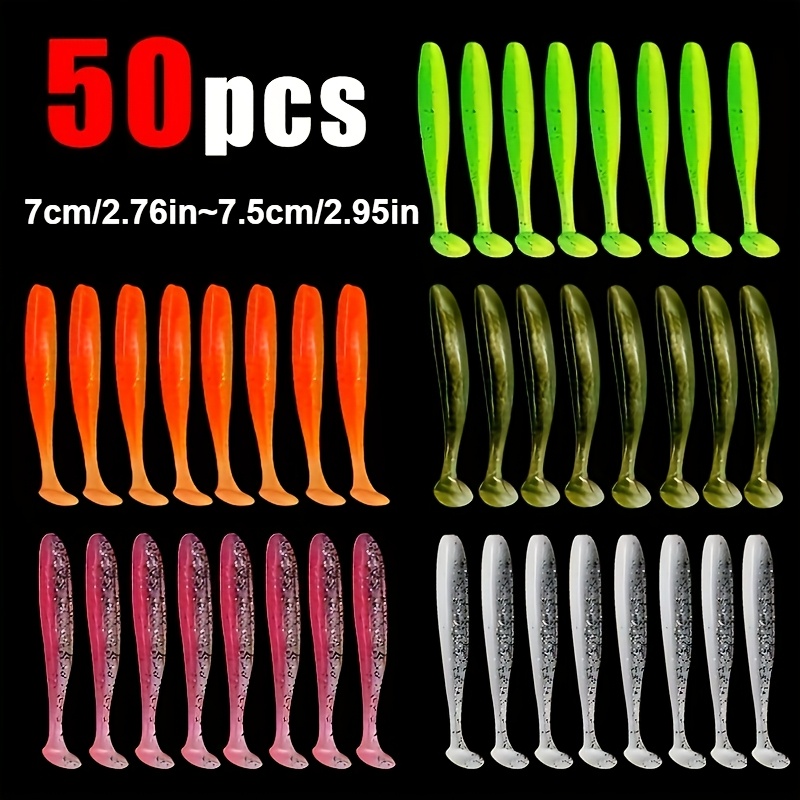TEMU 50pcs/box Soft Fishing Lure: 50pcs Paddle Tail Swimbaits For Catches!