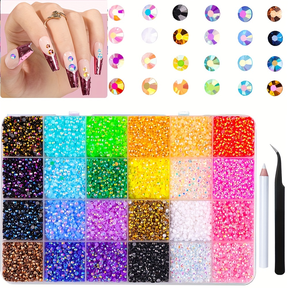 

7800pcs Color Resin Jelly Rhinestones With Tweezers, 5mm Flatback Gems For Diy Crafts, Crystals For Clothing, Insulated Cups, Shoes, Fabric Decor & Nail Art