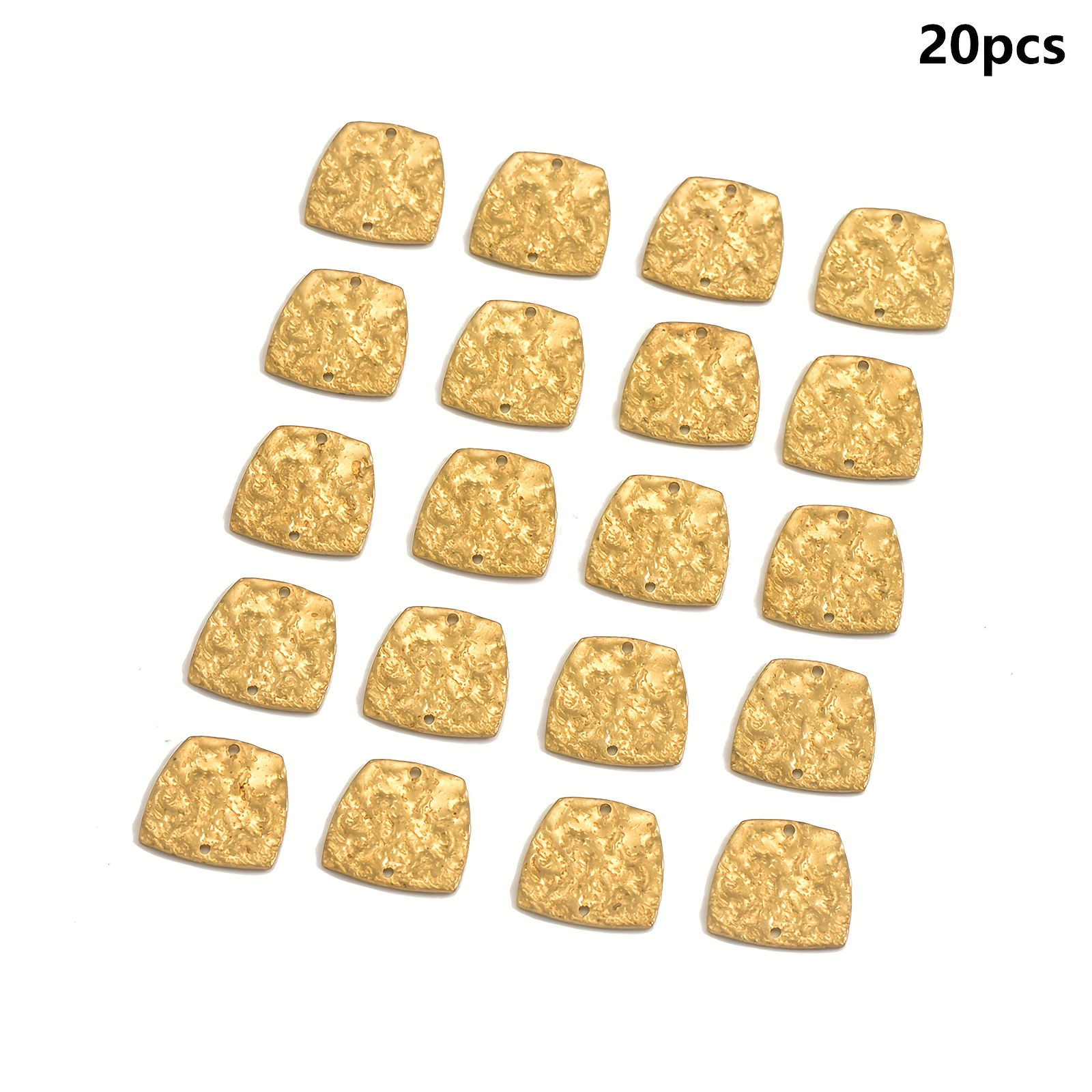 E-shop 8/20 Stück Rohmessing Geometrische Doppel-Loch Gehämmerter Quadratische Anhänger für Schmuckherstellung Zusätze