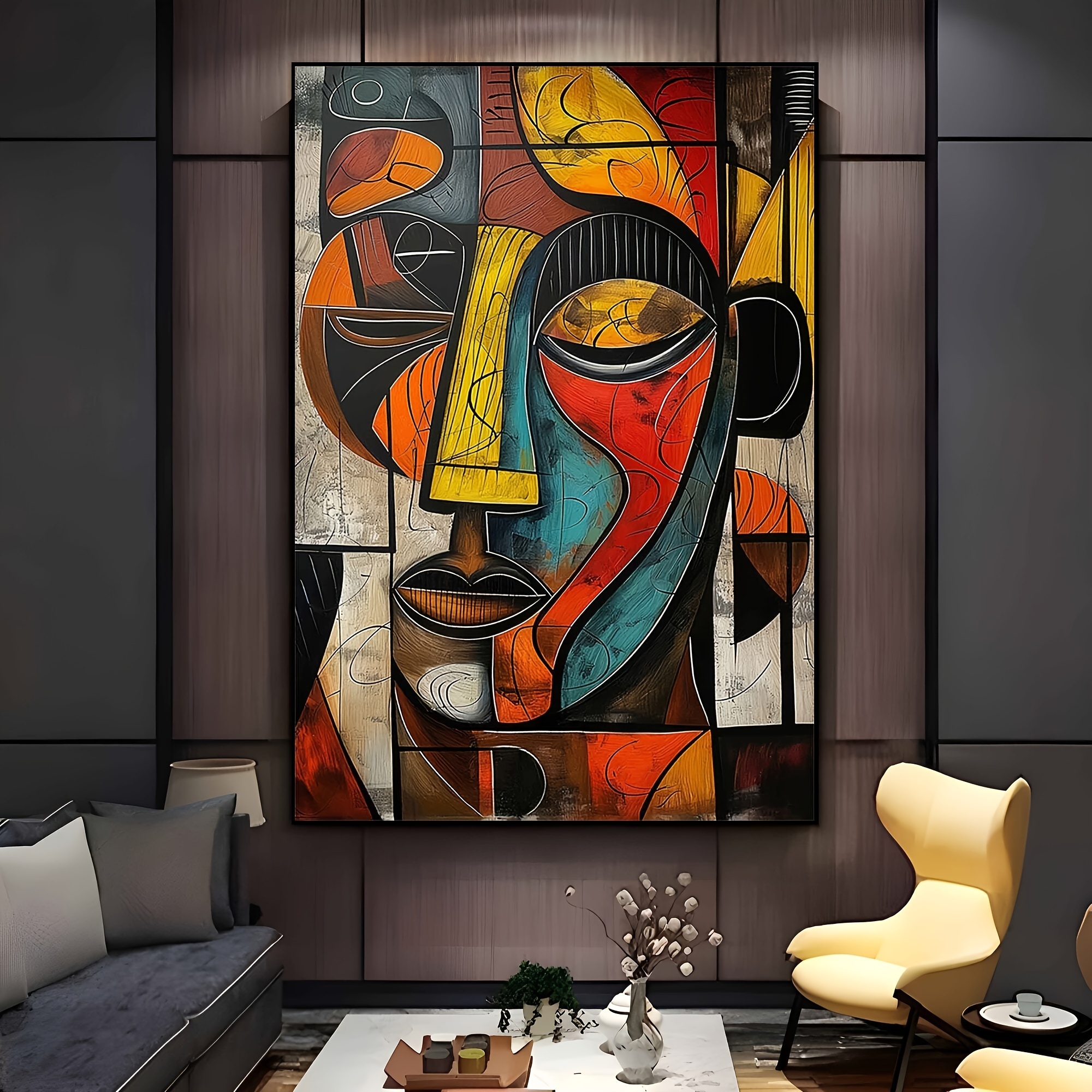 

Oversized Modern Abstract African Art Print - Frameless Canvas Wall Decor For Living Room, Bedroom, Home Office & Dorm