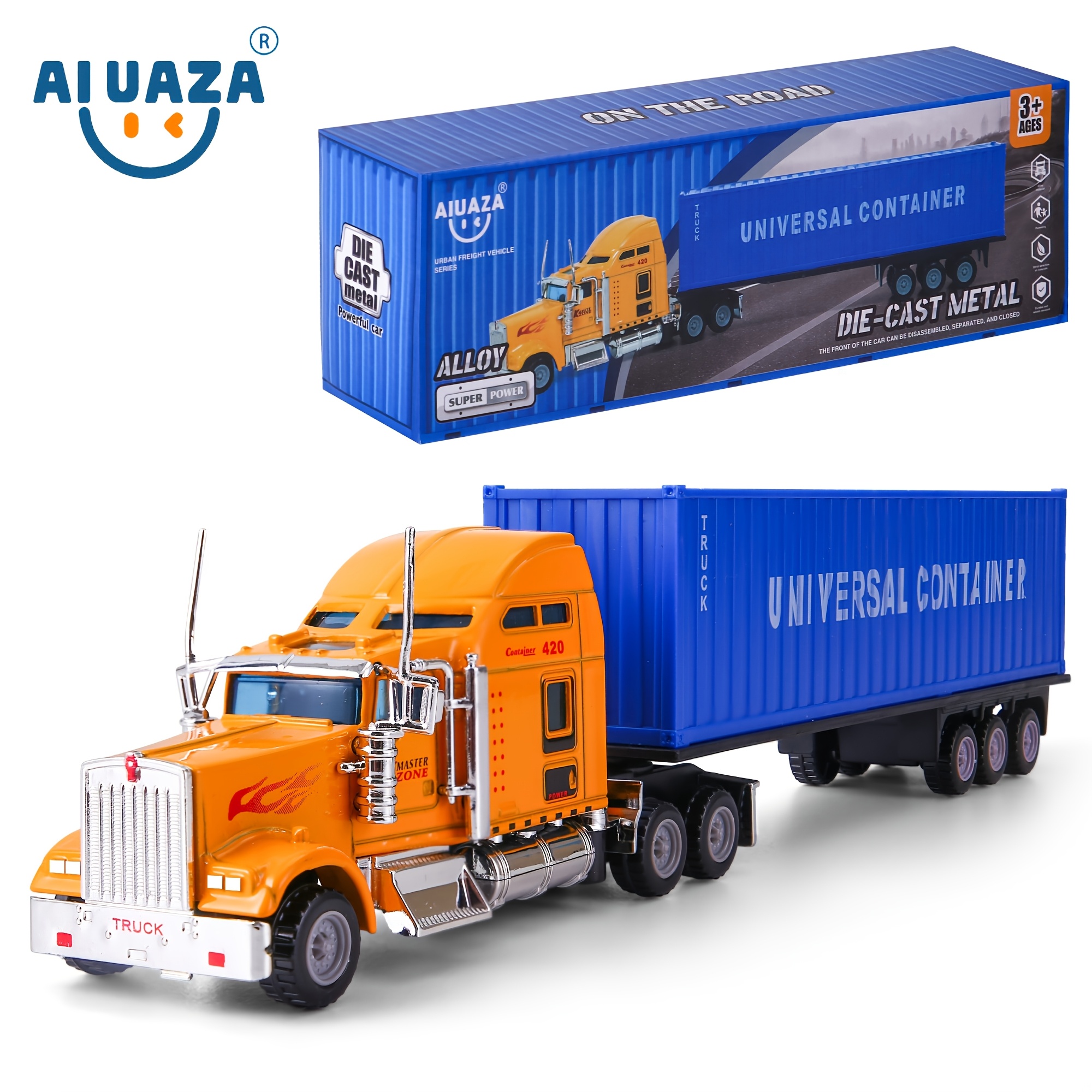 Image of Aiuaza Toy Truck, Detachable Cargo Container Model, Children's Toy Truck Model, Alloy Truck, Packaged In A Festive Gift Box.
