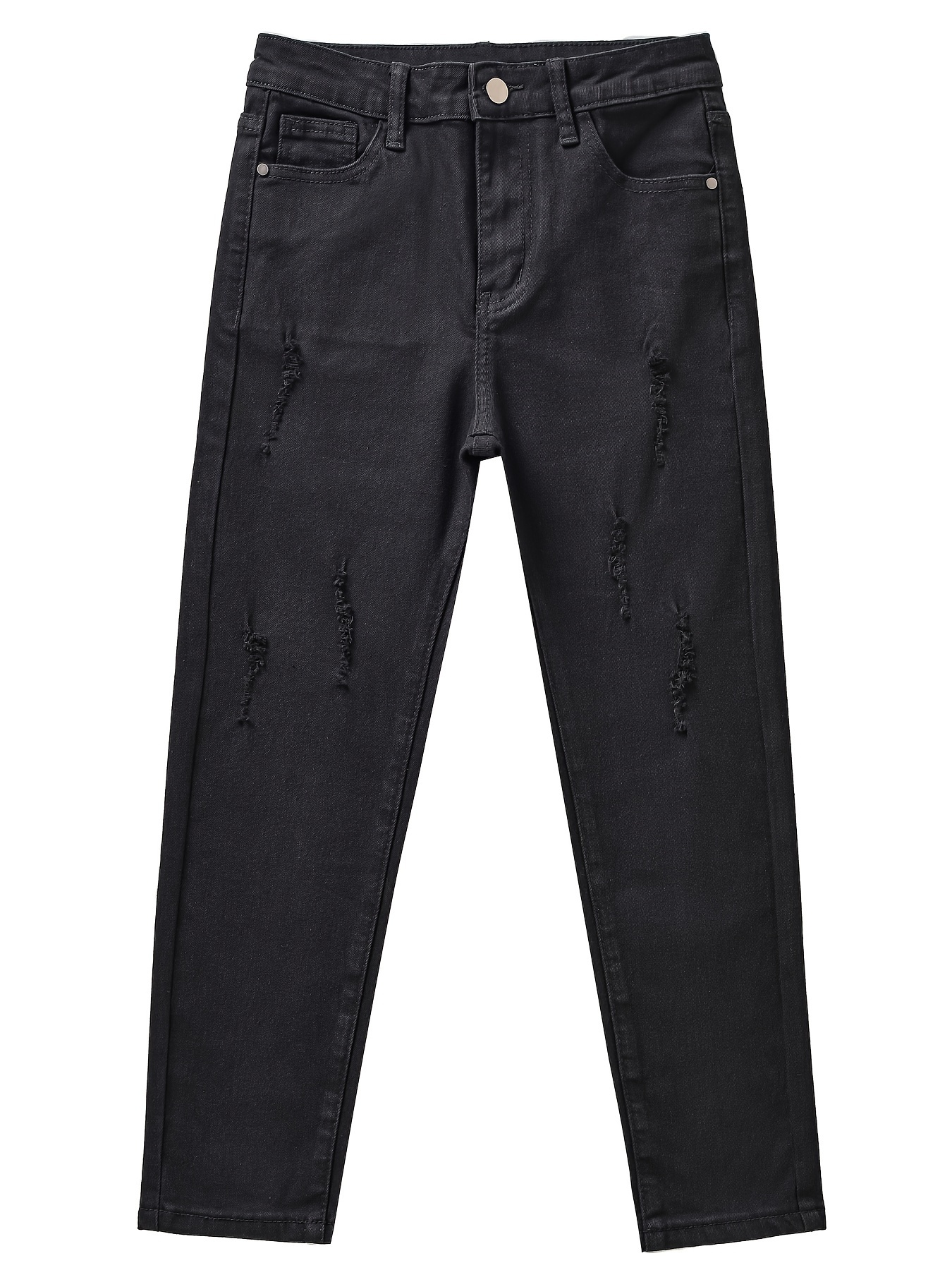 Boys Black Stretch Skinny Slim Fit Jeans Pocket Cargo Pants Kids Clothes