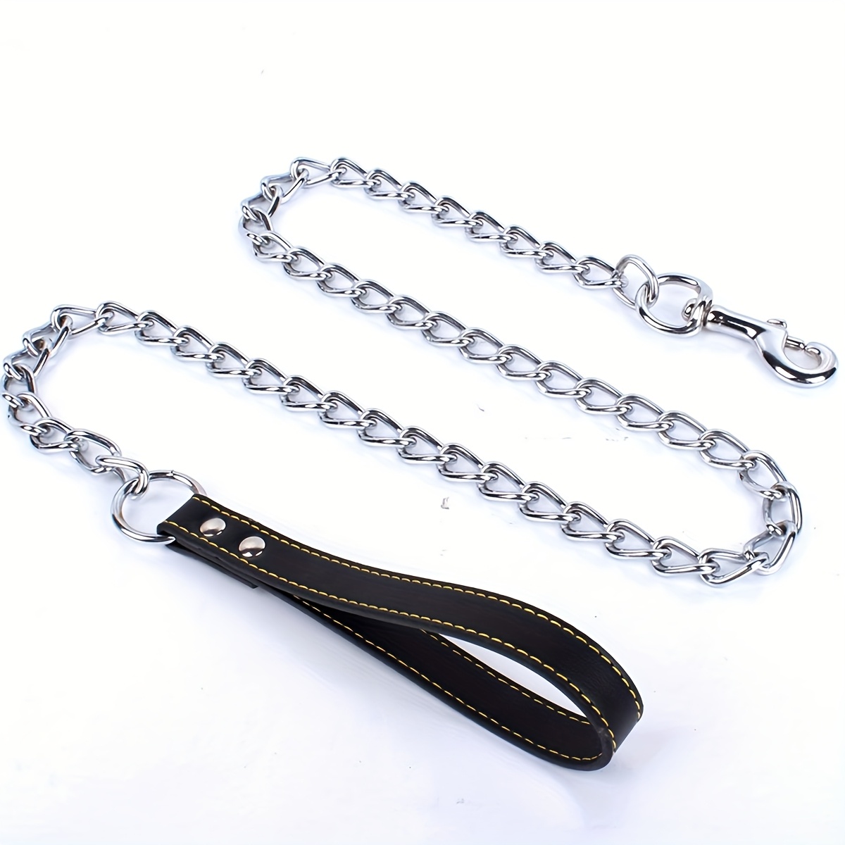 Image of 1pc - Heavy-duty Stainless Leash Suitable For Medium To Large Dogs, Featuring A Foam Handle, Heavy-duty Chrome-plated Dog Chain, And Bite-resistant Metal Training Lead, Without Battery