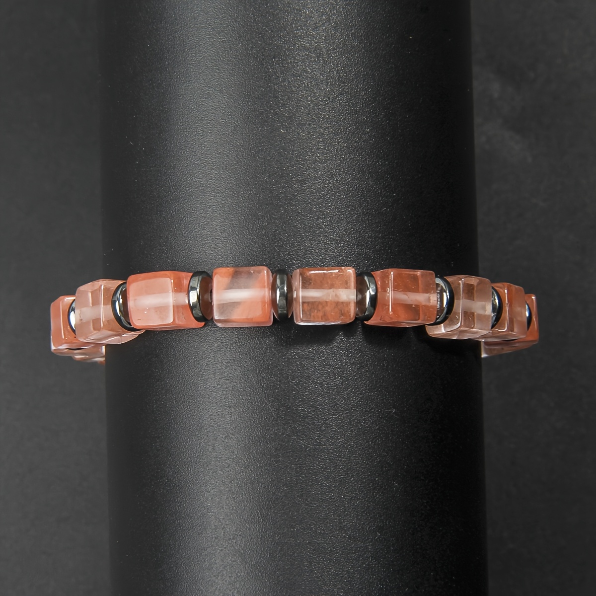 Women's Fashionable Minimalist Red Natural Stone Beaded Bracelet