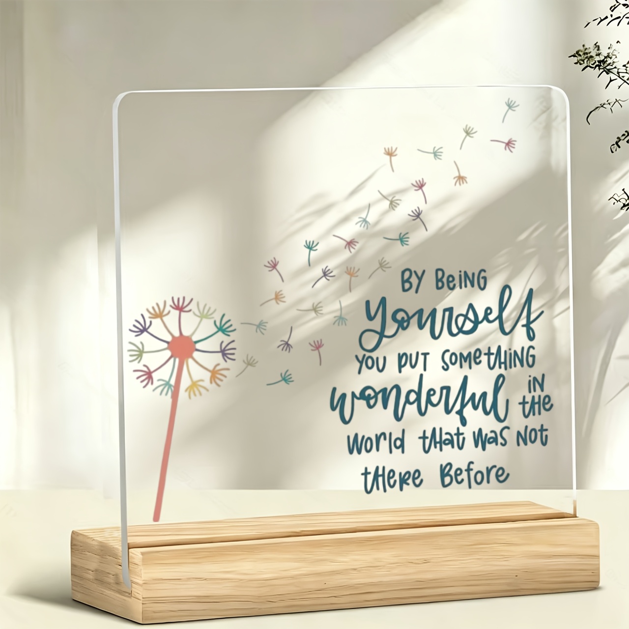 TEMU 2d Flat 1pc Dandelion Text Pattern Paperweight, Inspirational Ornament, Desktop Decoration, Office Desk And Bar Counter Decor, Valentine's Day,