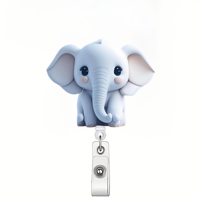 

1pc Cute Elephant Pattern Retractable Badge Reel Holder With Swivel Clip, Acrylic Id Name Tag Card Holder, For Nurses, Medical Students, Doctors, Professionals - Hospital And Use