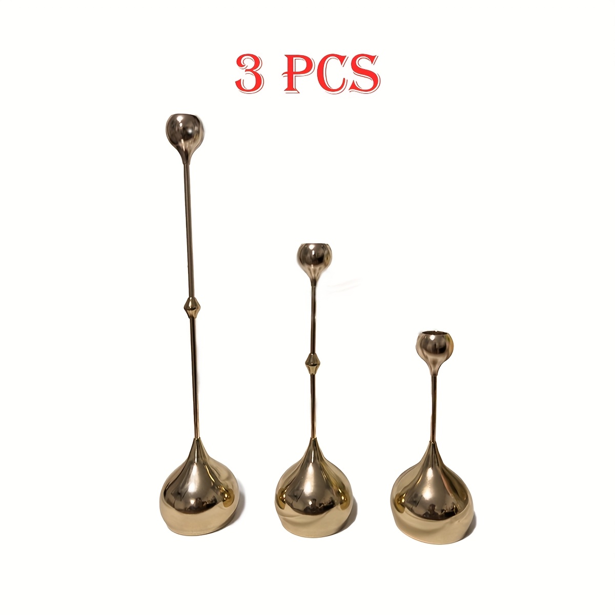 Vintage Metal Candle Holders Set - French Golden Teardrop Shape (3/6/12pcs) for Fireplace, Dining Table, Halloween Centerpiece - Easy Assemble Rustproof Decor, Holiday Gift
