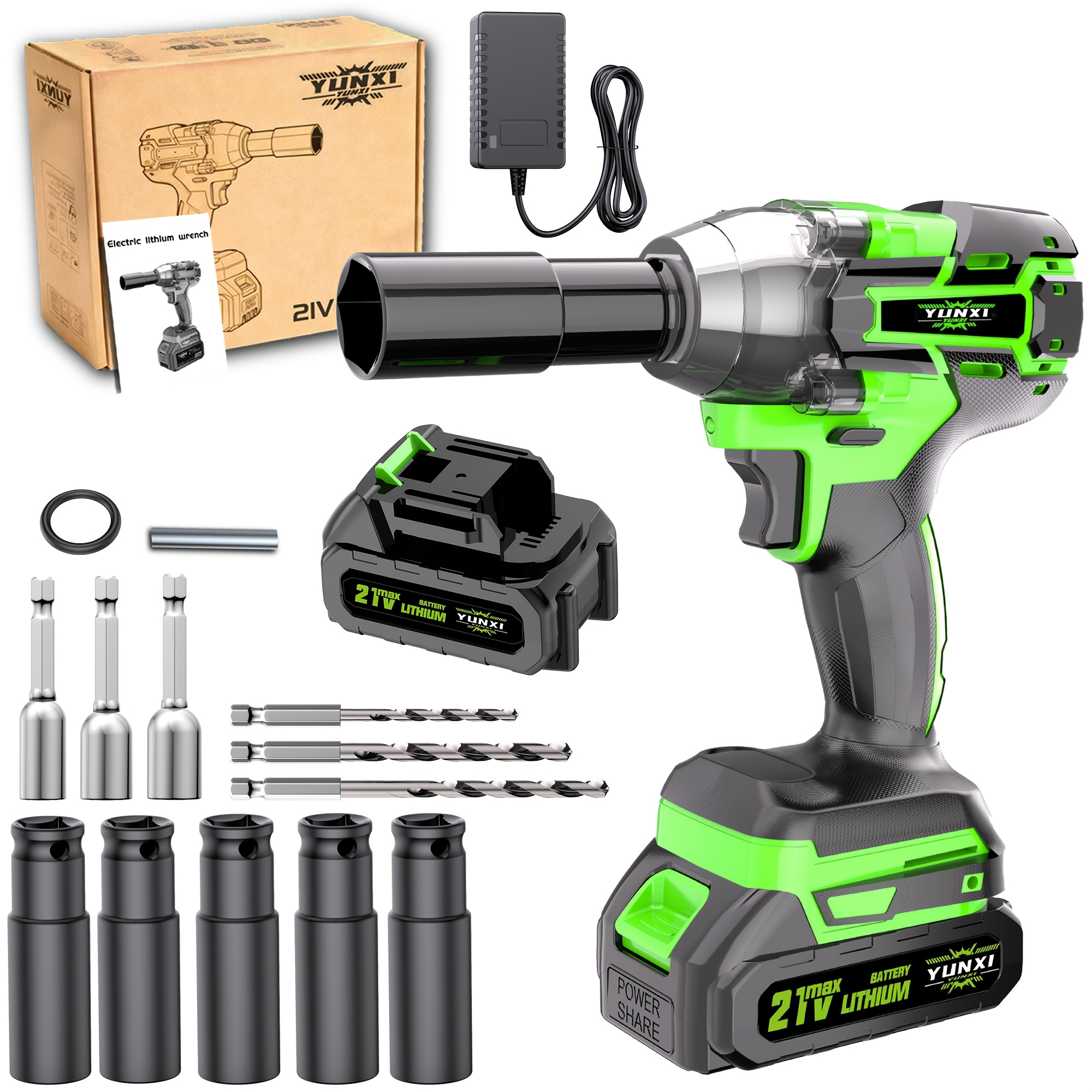 TEMU 21v Brushless Impact Wrench Set, Cordless Electric Impact Wrench, Powerful And Portable Design, Suitable For Car Tire Repair, Mechanical