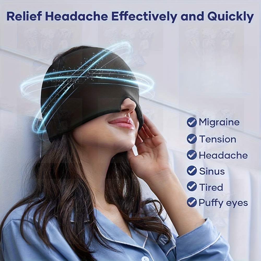 reusable gel cooling   long lasting ice pack for tension migraine puffy eyes   polyester design comfortable sleep aid accessory stylish   with integrated gel         black 10