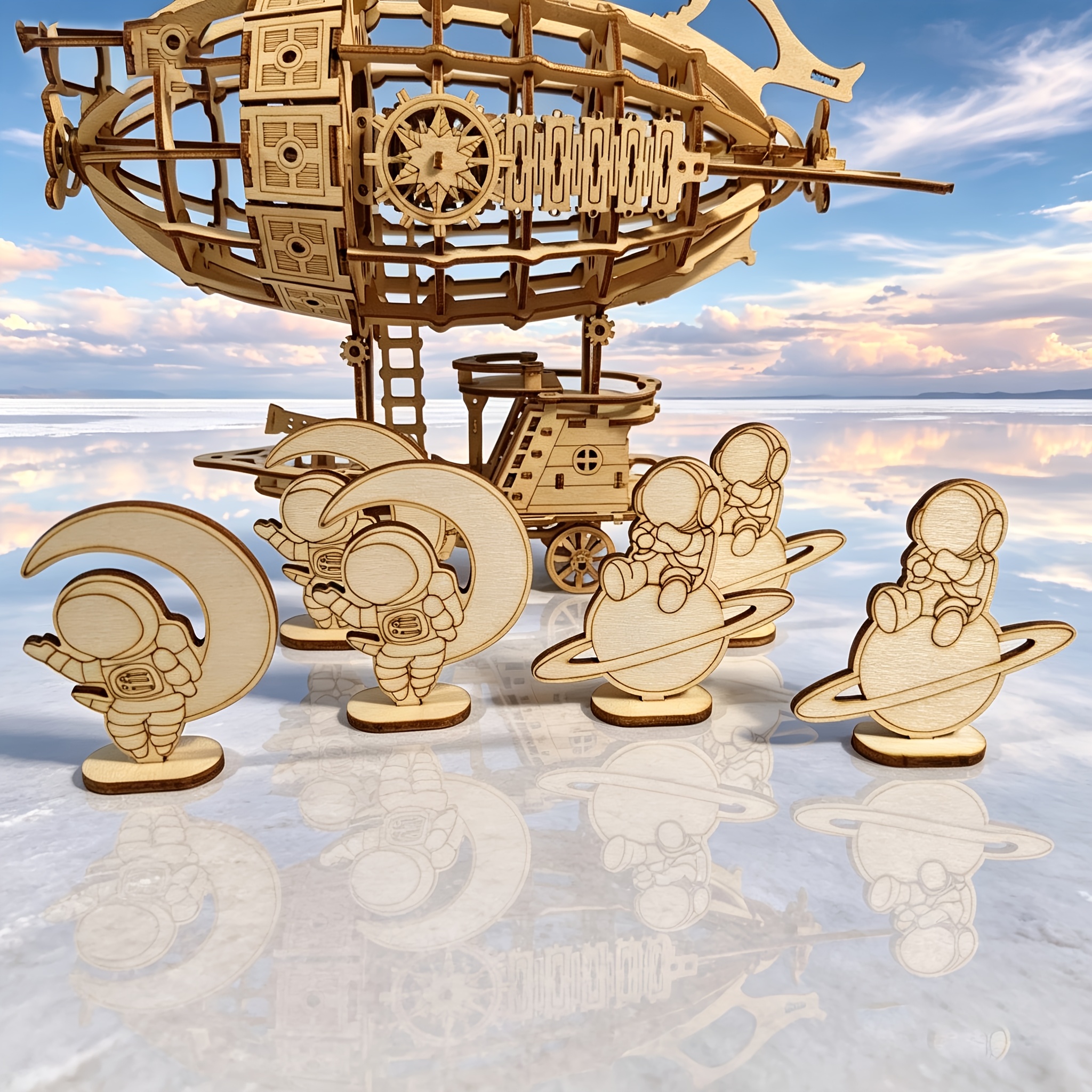 3D Steampunk Airship Wooden Puzzle, Airship Model