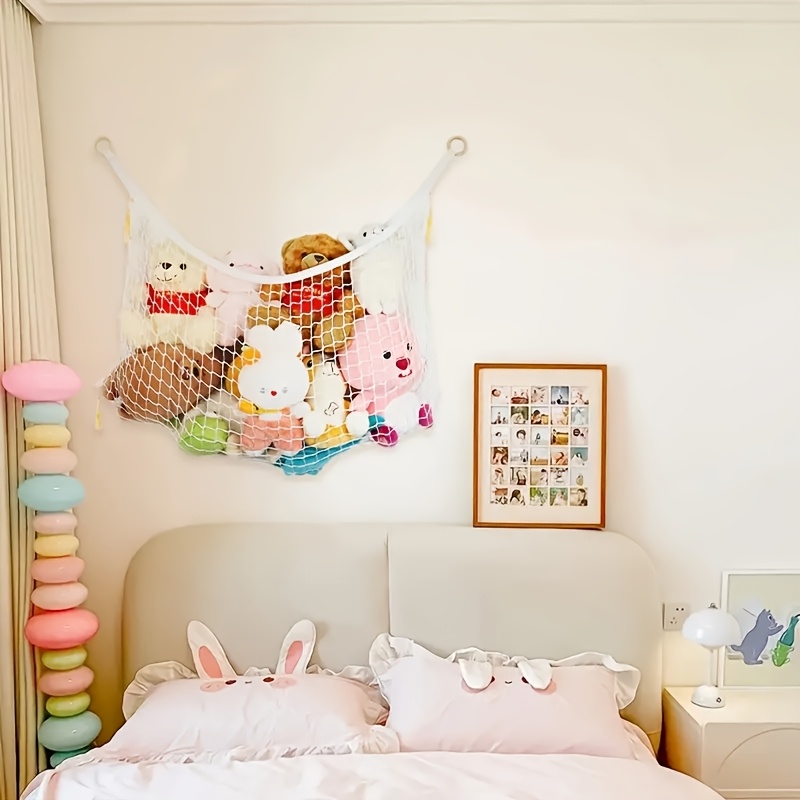 Stuffed Animal Hammock-Large Stuffed Animal Net For Toys Corner-Hanging Stuff Animal Toy Storage Organizer For Plush Plushie Display Light Blue Girl Room Bedroom Boho Nursery Decor Toy Storage In | Whizz