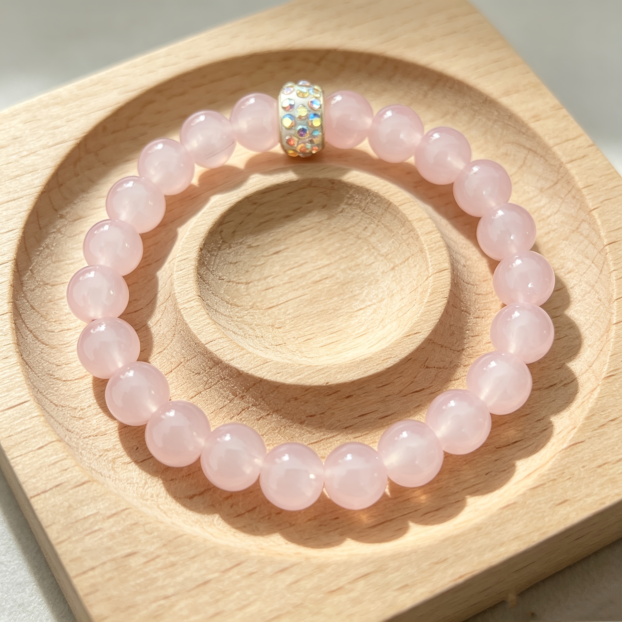 Bohemian Multicolor Moonstone & Pink Beads Couple Bracelet, Gift