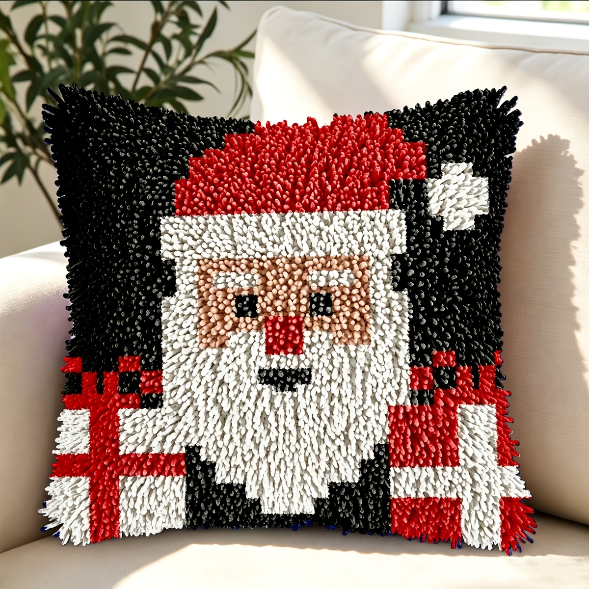Santa Claus Latch Hook Pillow Kit for Beginners