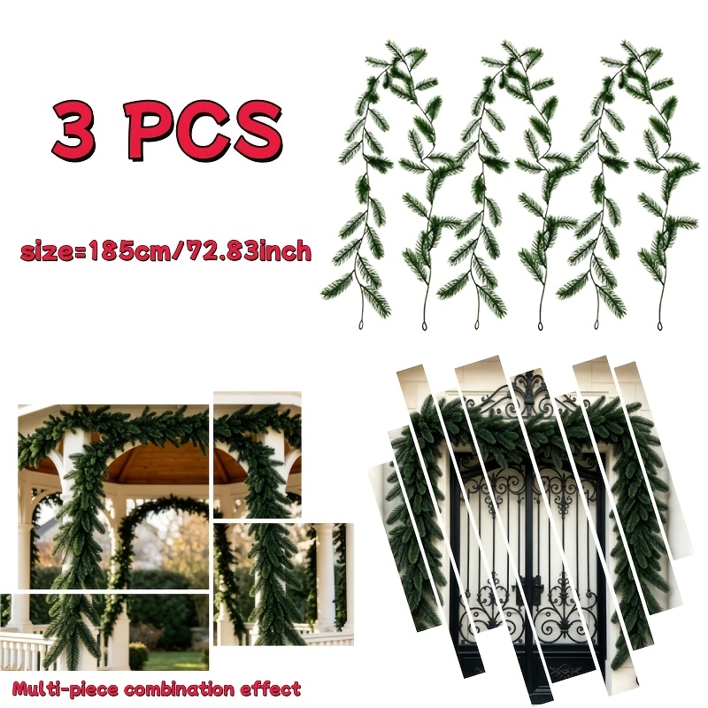 TEMU 3pcs = 5,6 mètres de branches et de de sapin de simulation de neige de Noël, pliables avec des aiguilles et des de , adaptés aux , aux