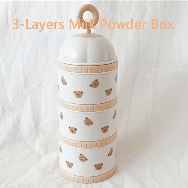 3-layers Milk Powder Dispenser For Travel And On The Go, Cartoon Toddlers Formula Storage Container, Kids Snacks Box