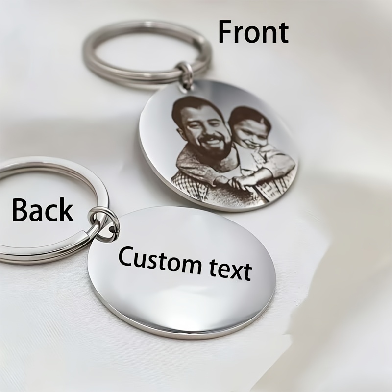 TEMU 1pc Double-sided Customizable Round Keychain, A Round Tag That Can Customize Photos, A Keychain Suitable For Recording Beautiful Memories, A