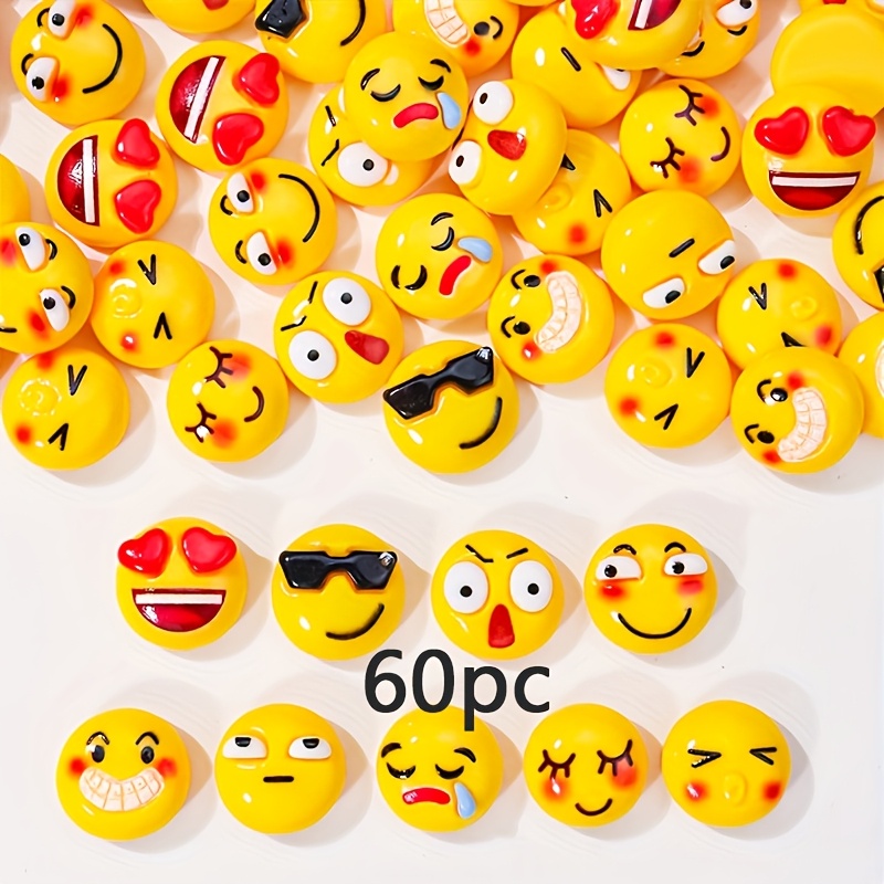 Image of 30/60pcs Smile Face Flatback Resin Jewelry Accessory Colors Acrylic Cute Fun Beads Handmade Craft Works For Jewelry Making Earring Necklace Diy Craft Supplies