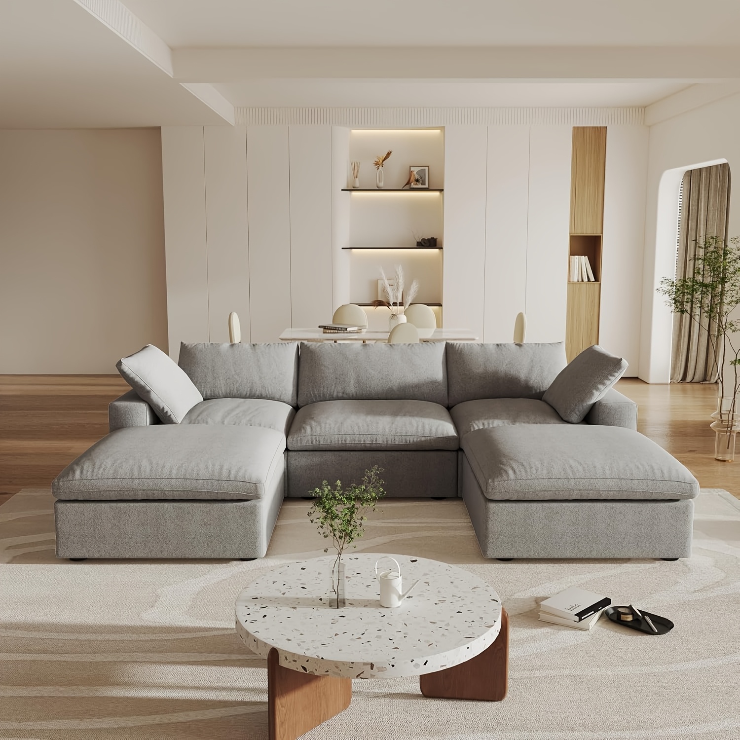 Cloud Couch Modular Sectional Sofa with 120&*; U Shaped Couch, Seater  Minimalist Wide Deep Seat Convertible Couches, Covers Washab