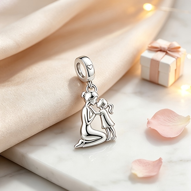 Silvery Plated Copper Loving Family Dangle Charm for Jewelry DIY