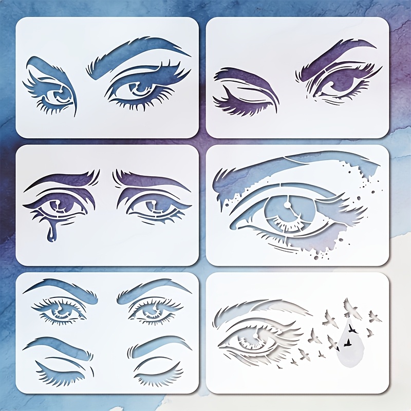TEMU 6 Reusable Eye Templates For Painting, Drawing, Crafts, Wall Art, Furniture, Canvas, And Plastic Materials. Supplies, Suitable For Daily Use