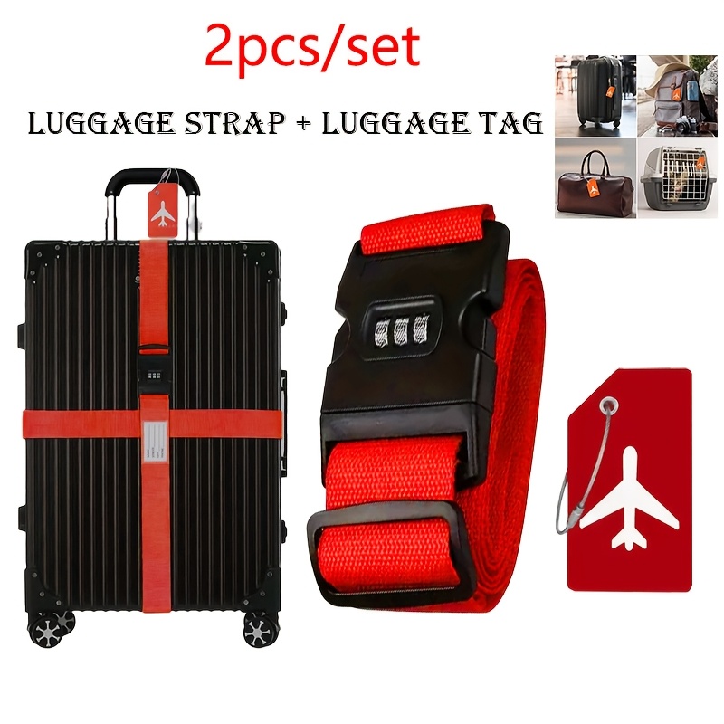 TEMU Lot de 2 sangles de bagage haute élasticité et haute qualité avec boucle à cadenas à combinaison à chiffres, sangles d'attache résistantes à l',