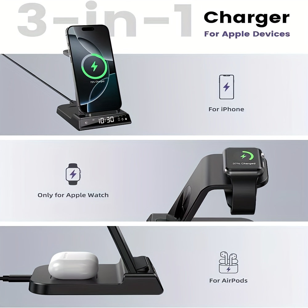 in one charging station with a wake up timer function suitable for charging   devices such as phones watches and earphones details 1