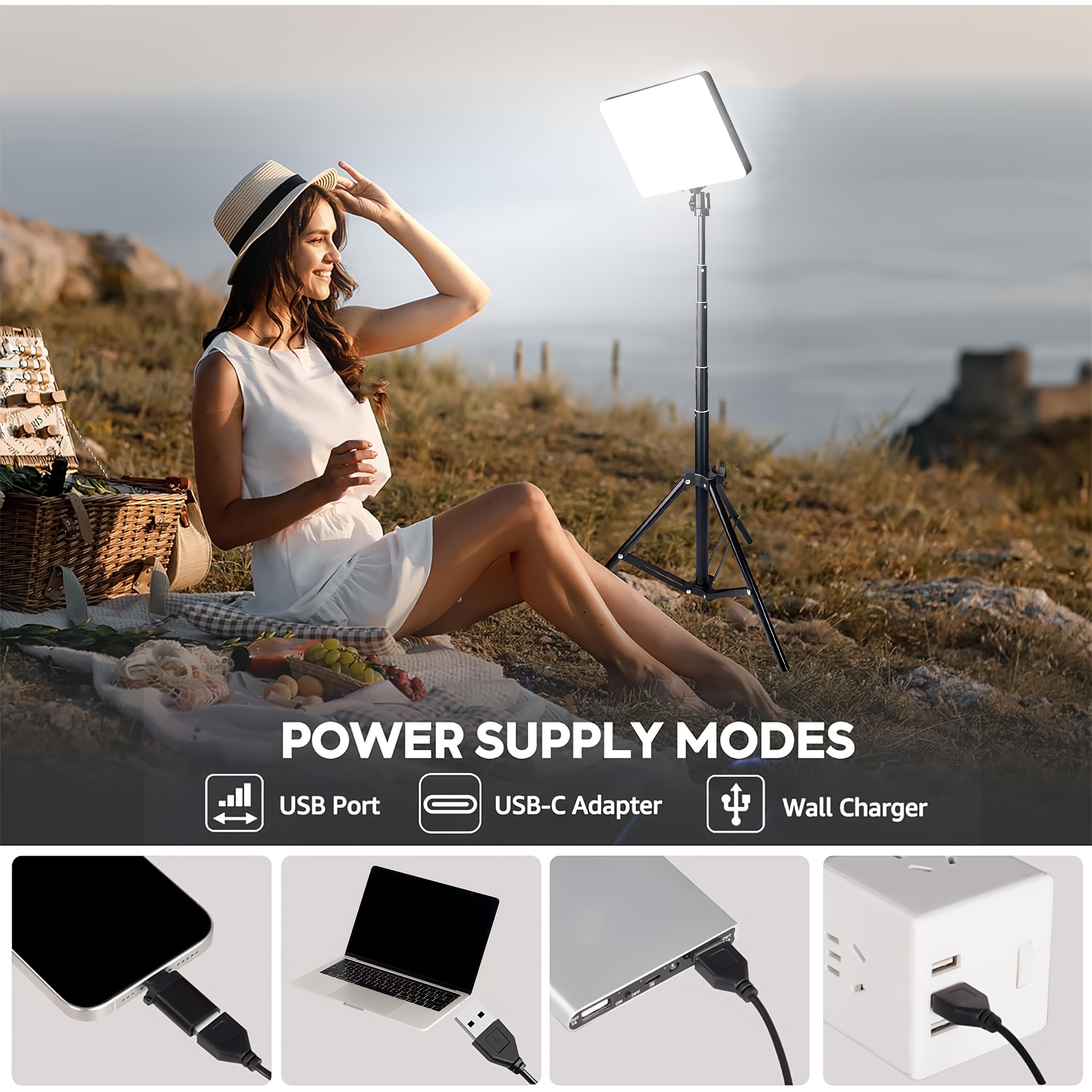 square led fill light photography video lighting adjustable Temu