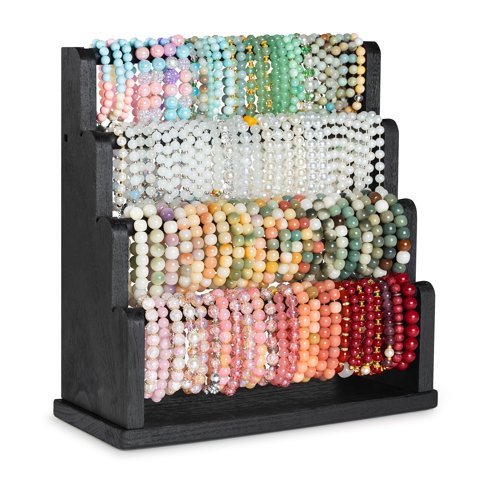 Porte-Bracelets 4 Niveaux Organisateur de Bracelets, Montres et Scrunchies en Bois Rustique, Présentoir à Bijoux pour…: retailer-supplied image