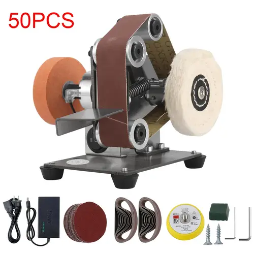 mini belt sander for diy woodworking knife sharpener edge polishing etc compact and portable pure copper motor with regulation provided with polishing wheel and other accessories perfect gift