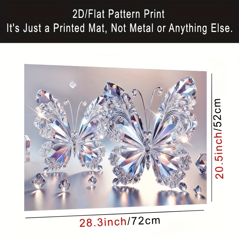 E-shop 1 Herdabdeckung, 2D flaches glitzerndes Kristall-Schmetterlingsdesign, 28,3x20,5 Zoll (72×52 cm), leicht zu reinigen, für jede Küche,