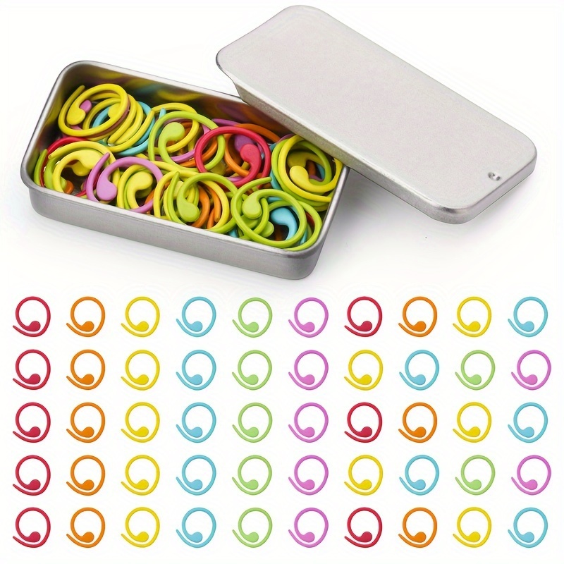 

50pcs Metal Crochet Markers - , -colored Weaving Accessories Storage Box For Diy Projects