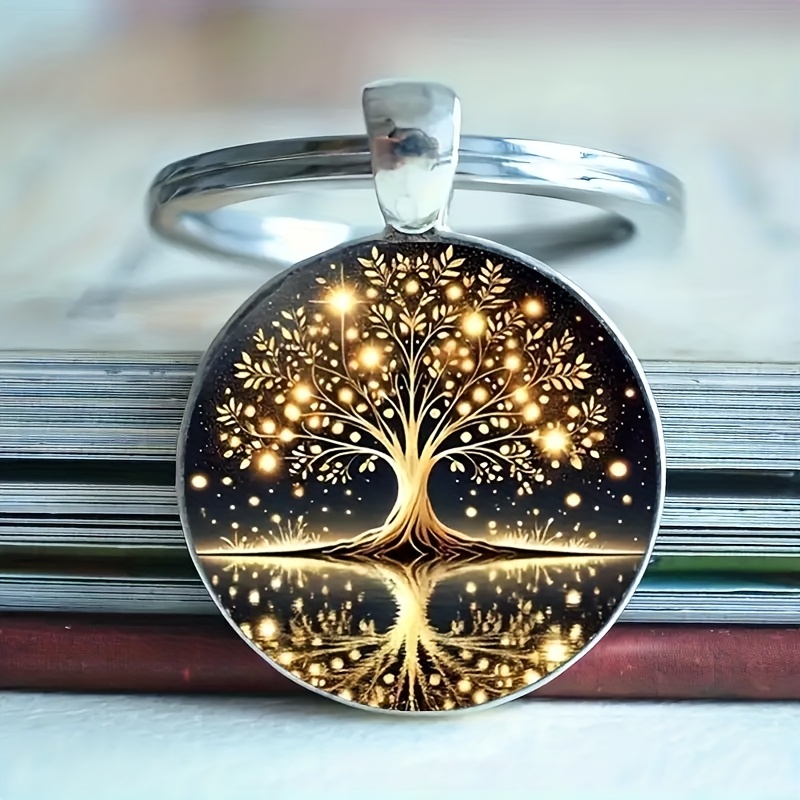 1pc Luminous Tree Of Life Keychain - Stainless Steel Glowing With , Fashionable Durable Valentine's Day Gift For Her, Party & Holiday Accessories