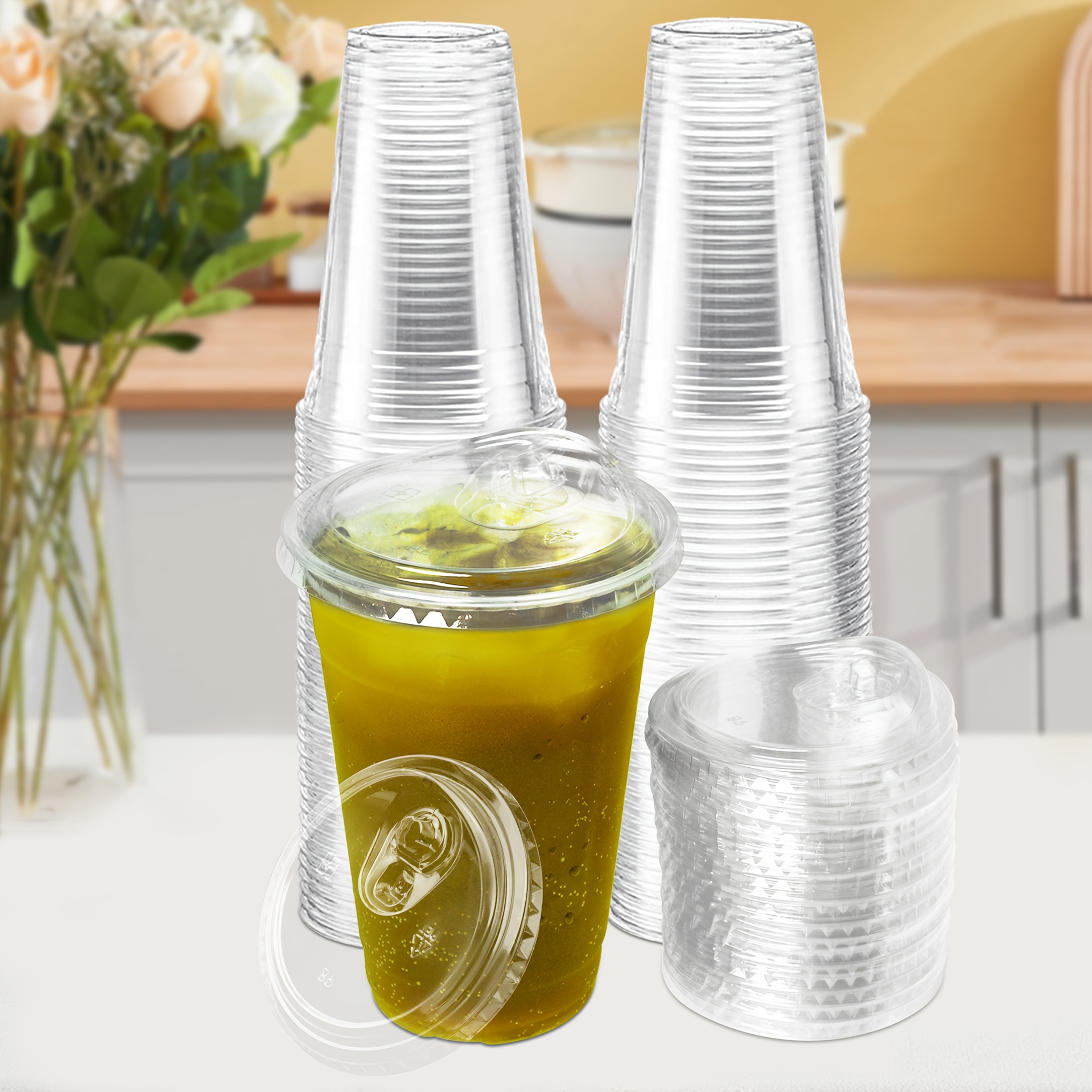 16 oz 20 oz 24 oz transparent plastic cups straw lids 50 - Temu