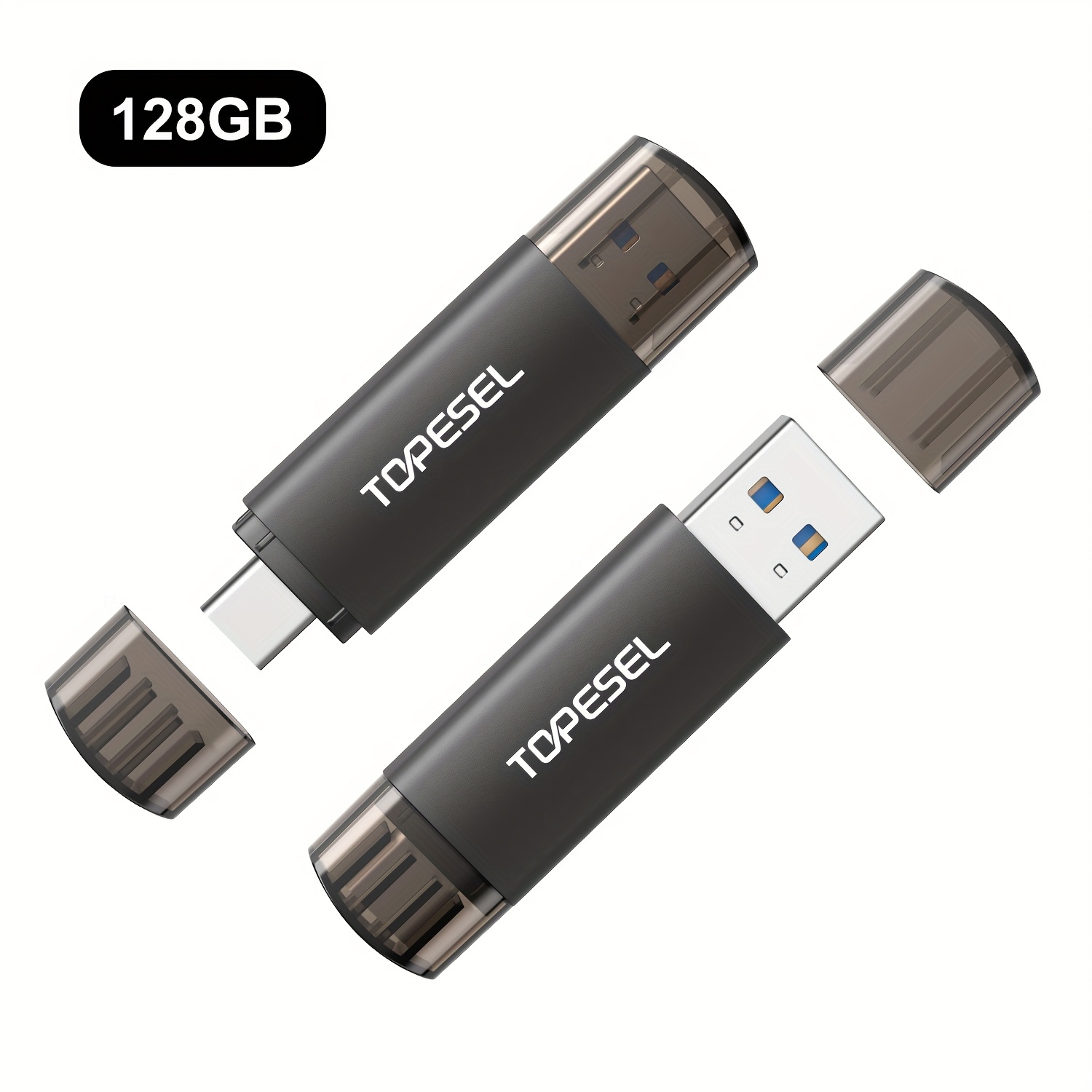 TEMU TOPESEL 2pcs 128GB/64GB/32GB USB-C & UBS-A Pen Drive - Chiavetta Memoria OTG 2.0 per Smartphone, Tablet pz e Laptop Compatta Portatile Backup