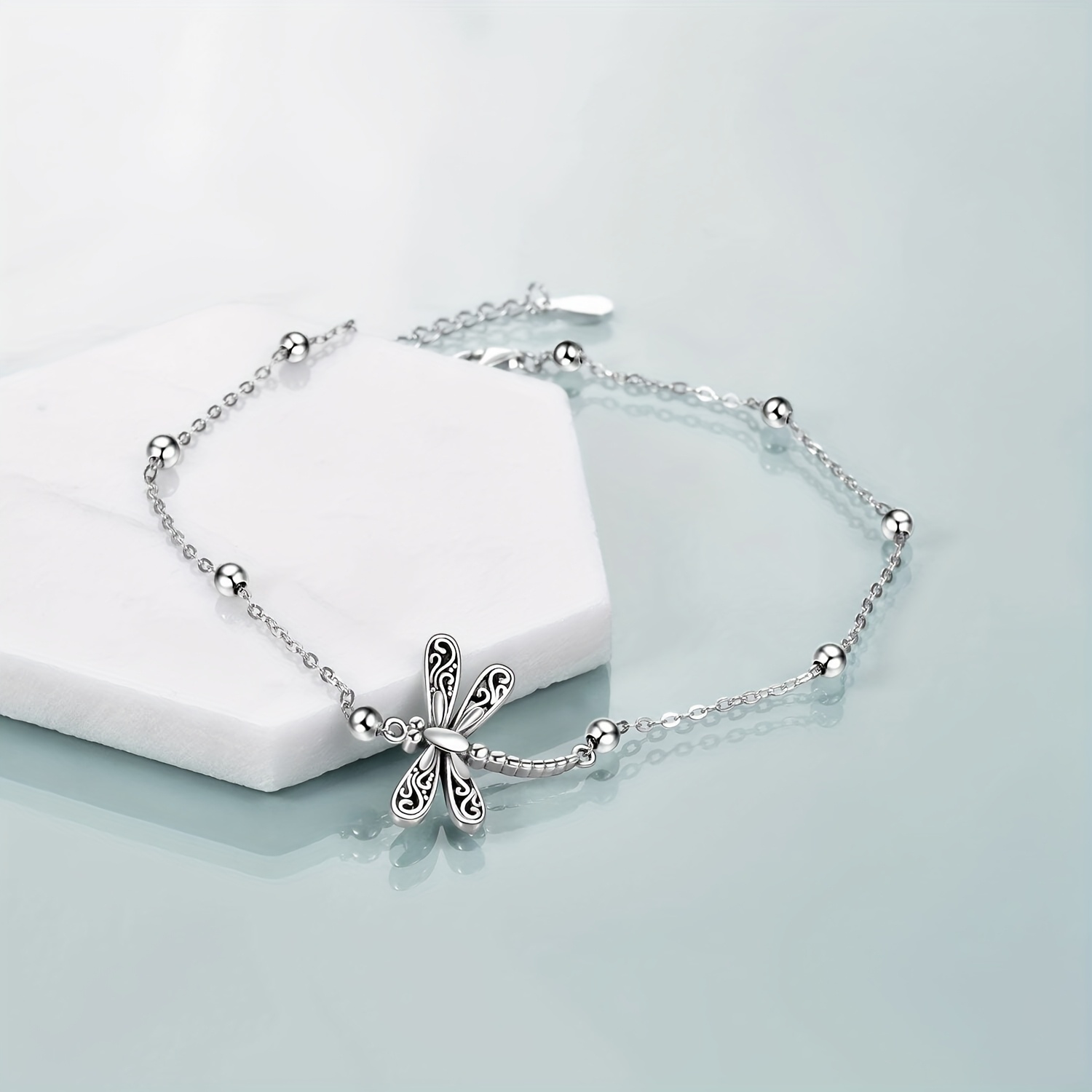 Sterling Silver Dragonfly Bracelet - Heart Sloth Jewellery
