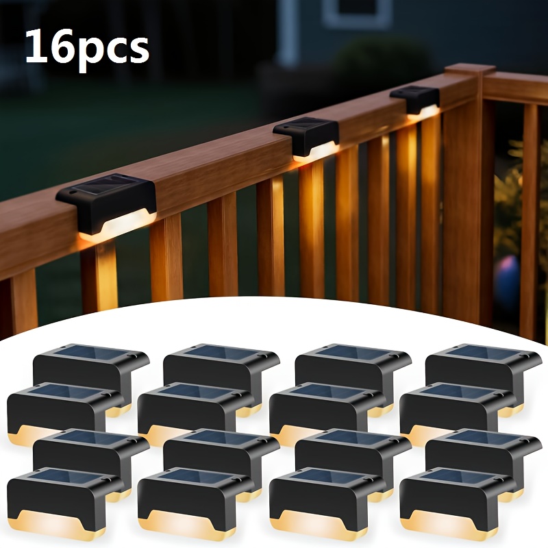 Image of 16-pack Solar-powered Color Changing Led Deck Lights - Outdoor Landscape Lighting For Pool Edges, Fences, Stairs, Railings, Courtyards & Holiday Decorations (christmas/new Year)-ip44