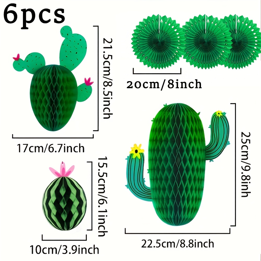 TEMU Lot de 6 pièces, Ornements Suspendus en Cactus en Papier , Ornements Suspendus en Fleur Éventail Verte, Ensemble de Décoration de Fête sur le