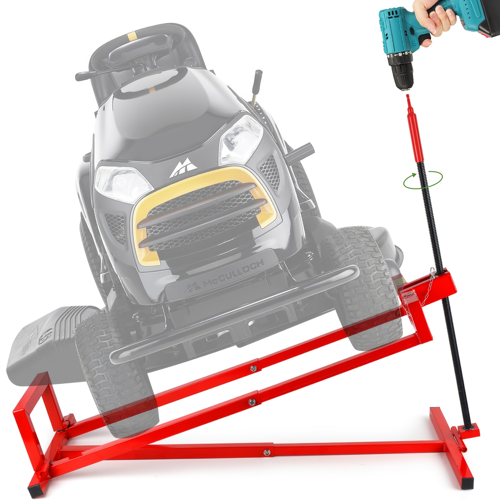 item picture lawn mower lift jack 880 lbs capacity telescopic maintenance jack with 45 tilt adjustable manual handle foldable design for cleaning aid ride on lawn   tractors