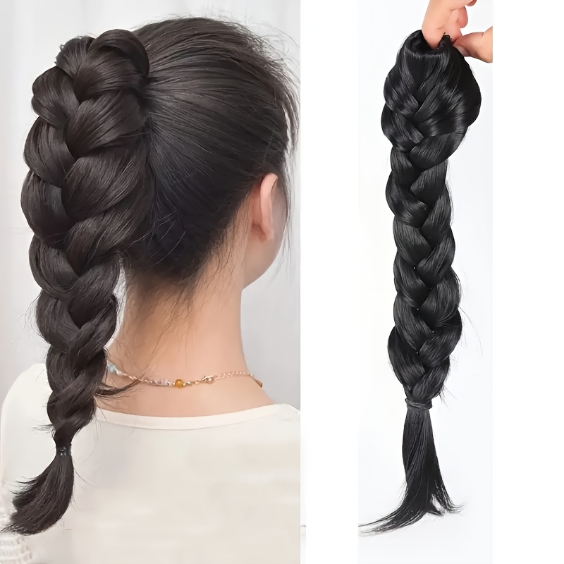 14 inch high temperature fiber braided ponytail extensions straight hair versatile styling for all hairstyles durable heat resistant sleek natural look for women hair accessories details 1
