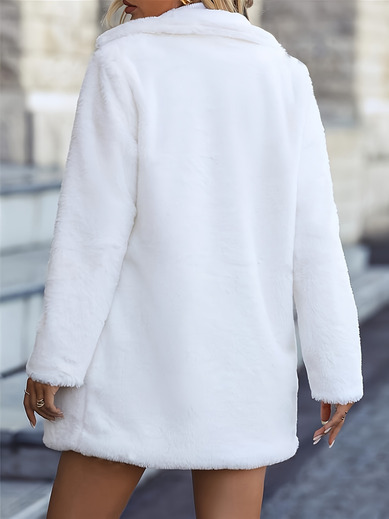 ladies white coat lapel solid color warm - Temu Georgia